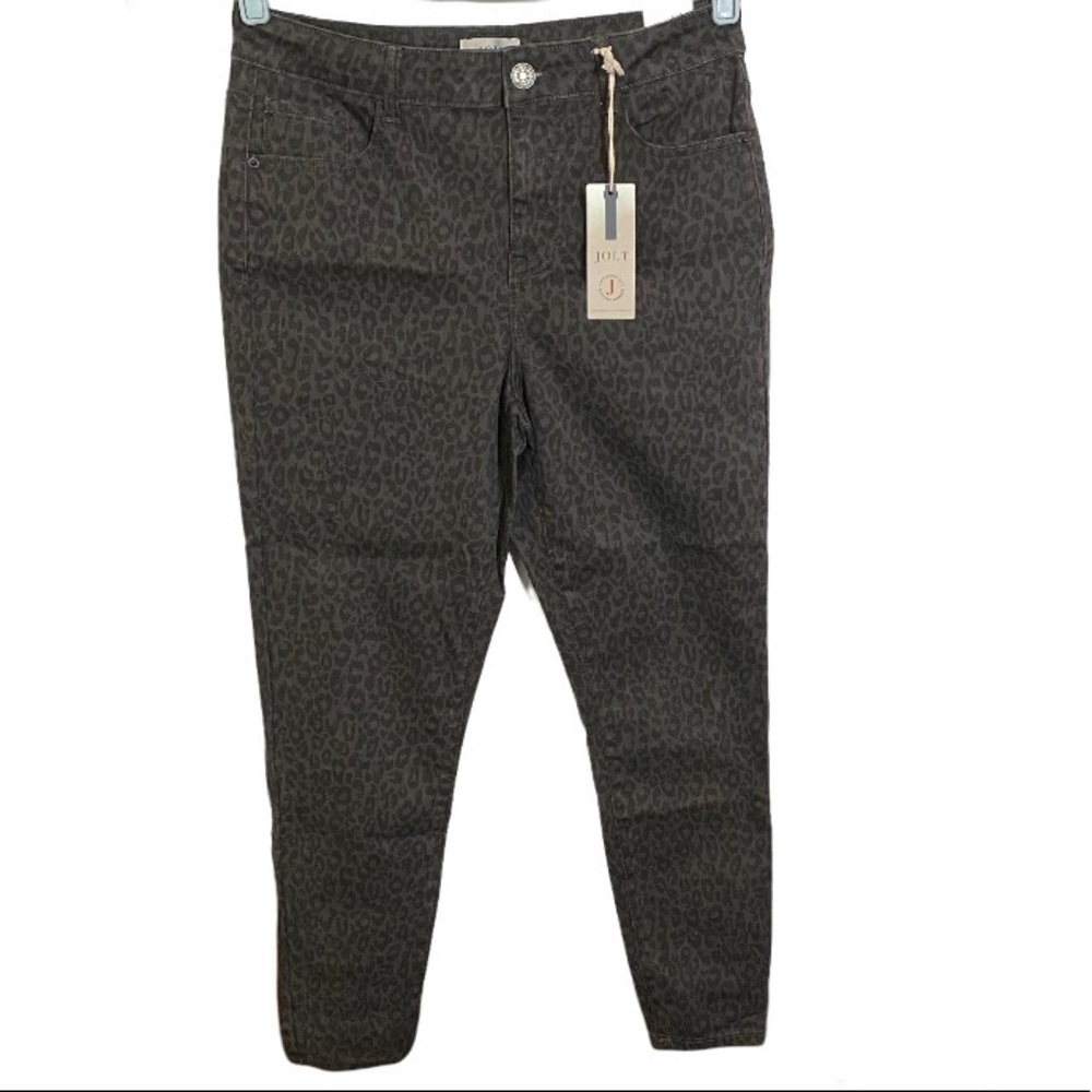 Jolt Skinny Ankle Jeans Black and Gray Leopard Print Juniors Size 11 Waist 30”